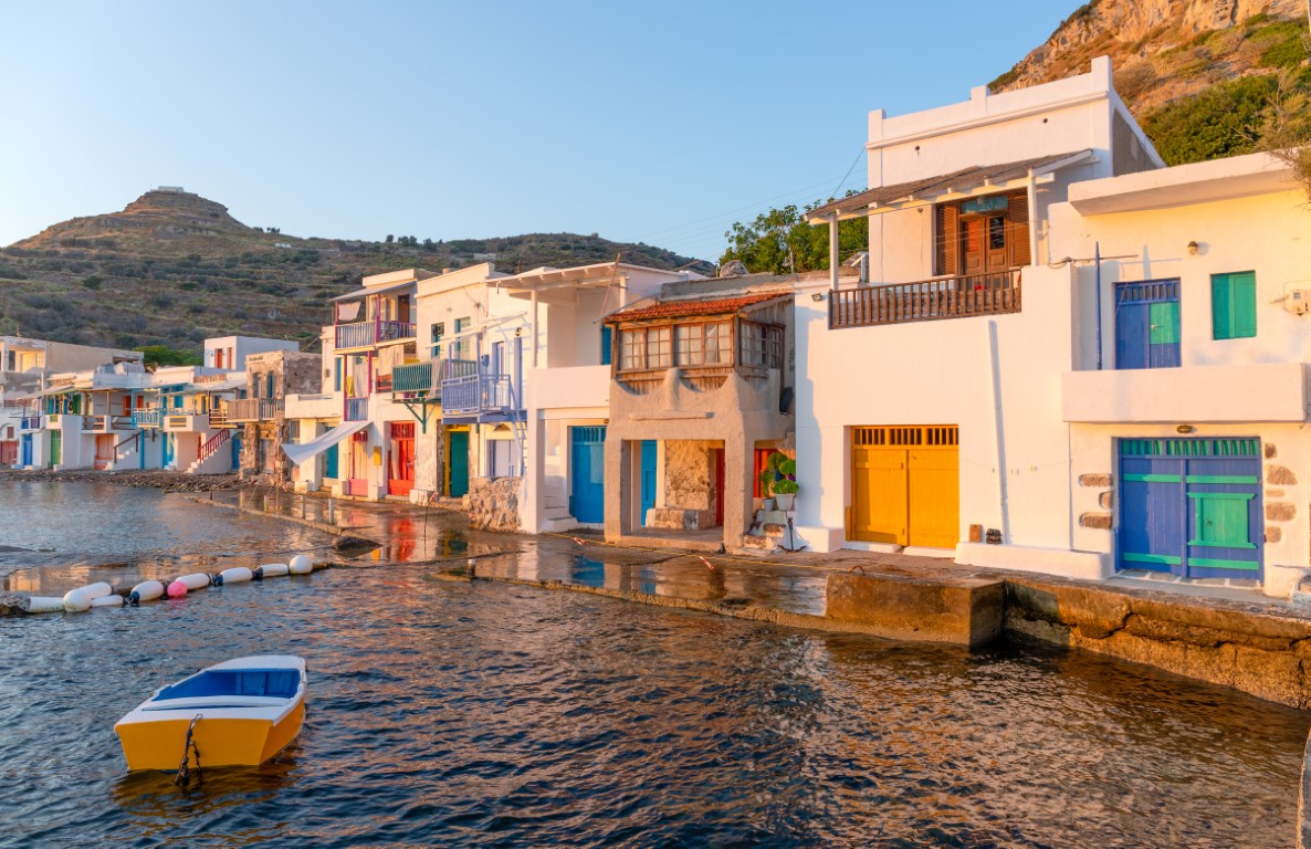 The town of Kilma in Milos, Greece