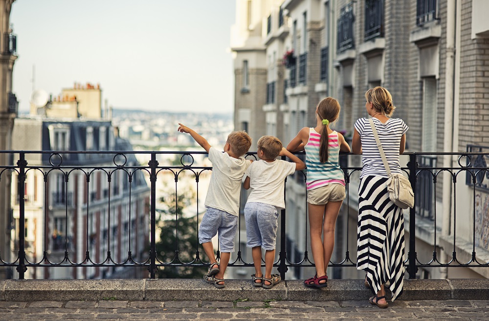 A family looking at the view in Montmartre Paris