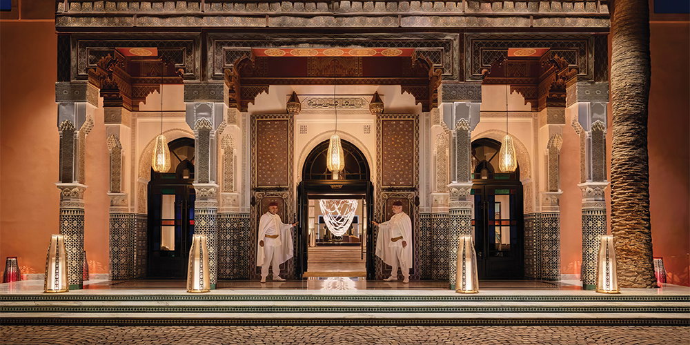 The grand entrance of La Mamounia, Marrakech