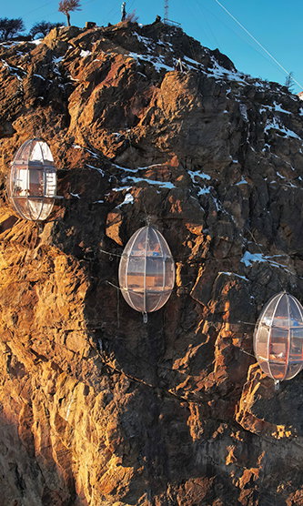 Glass pods of OVO Patagonia