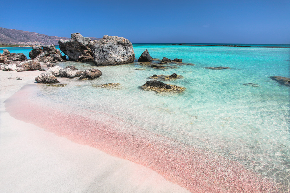 Greece's famed pink beach