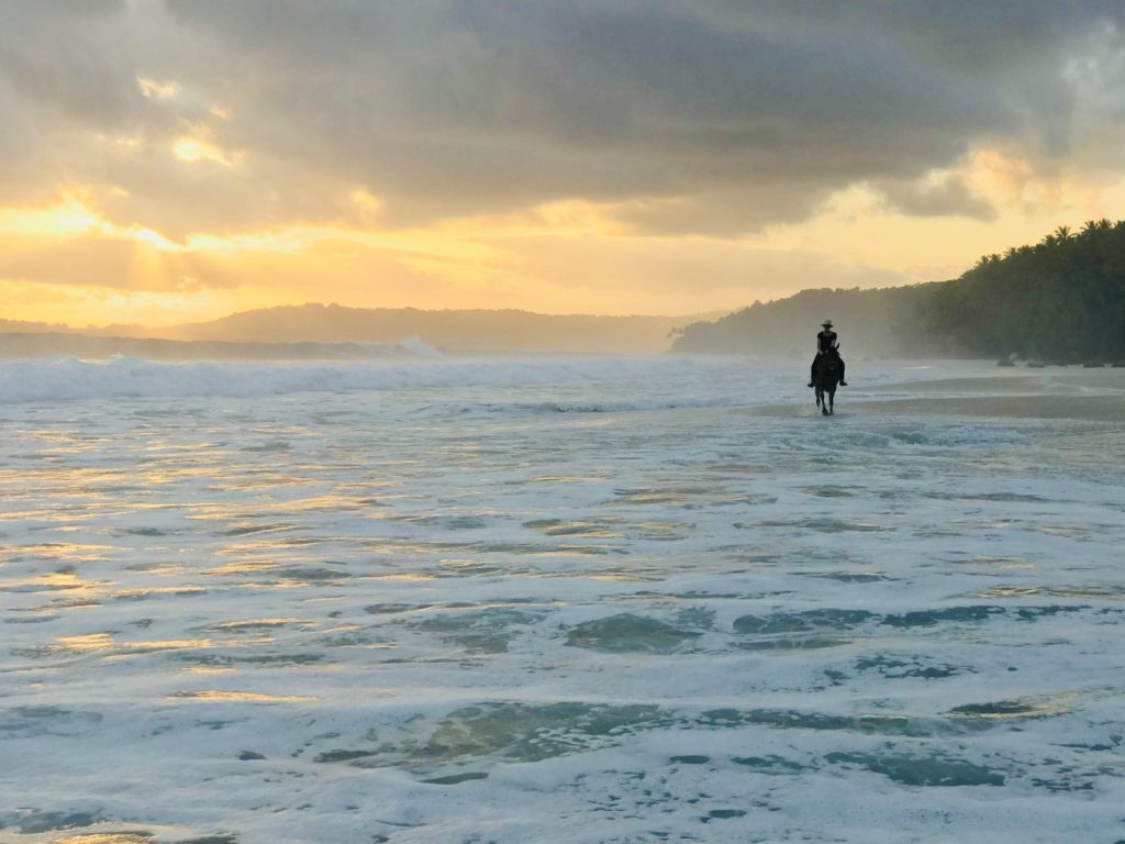 Emma horseback riding on the beach
